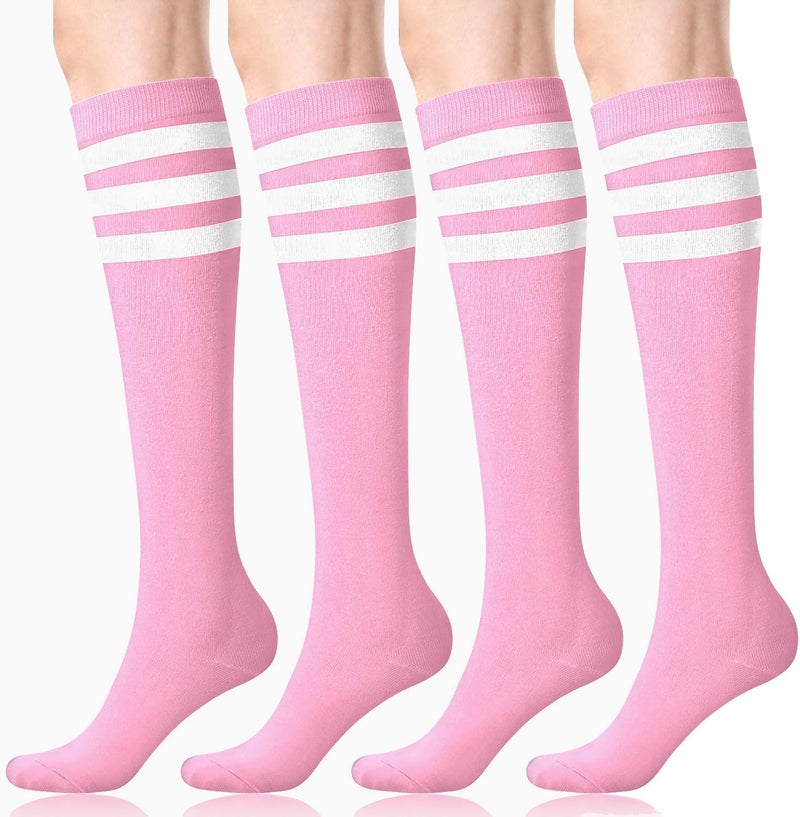 FITRELL Women's Knee High Socks Outdoor Sport Athletic Socks Casual Stripe Tube Socks 1-4 Pack - Image 1